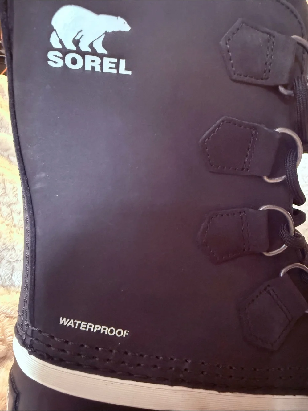 Sorel Women's Black and White Insulated Lace-Up Winter Boots